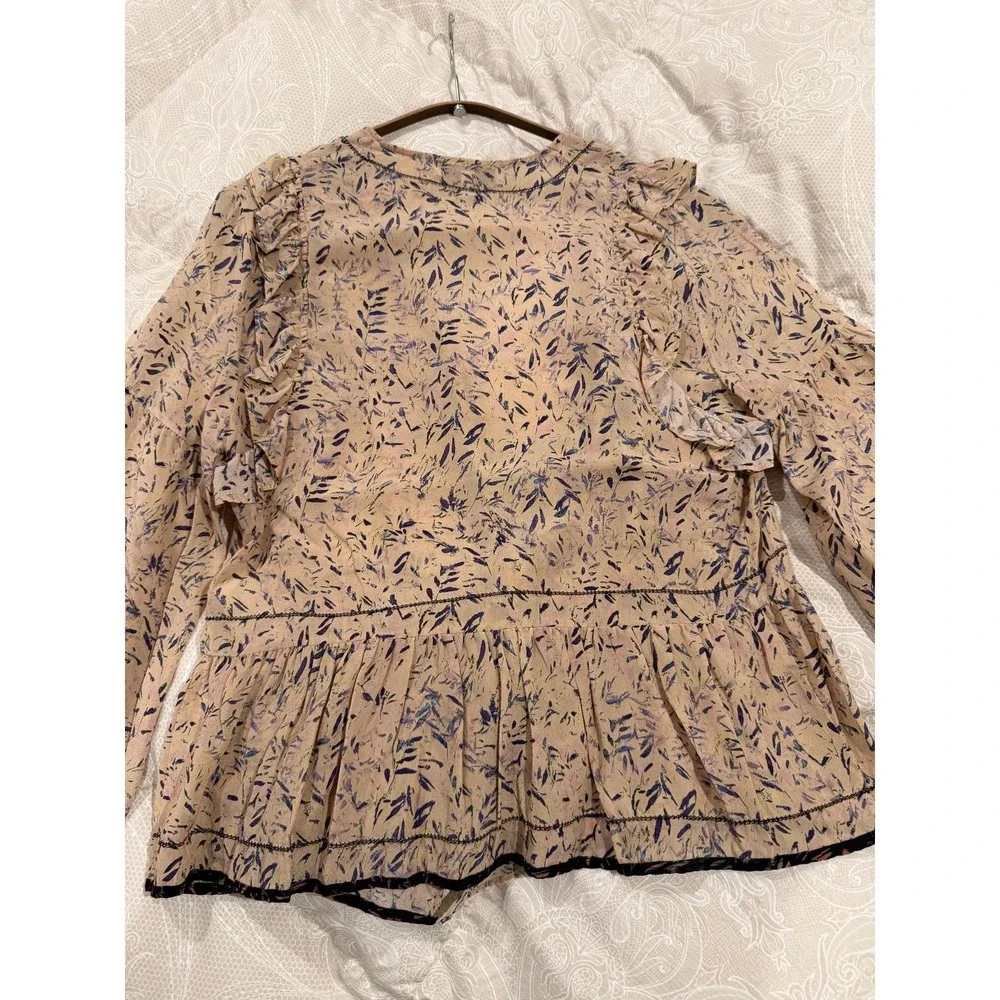 $400+ IRO Tie-front Floral Silk Ruffled Blouse Boho Indie Fairy Romantic Y2K/6 - Picture 9 of 11